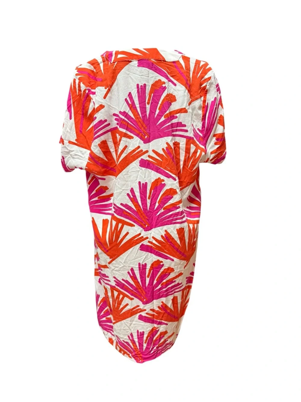 Bright Pink & Orange V-Neck Swim Cover-Up or Dress Large tropical